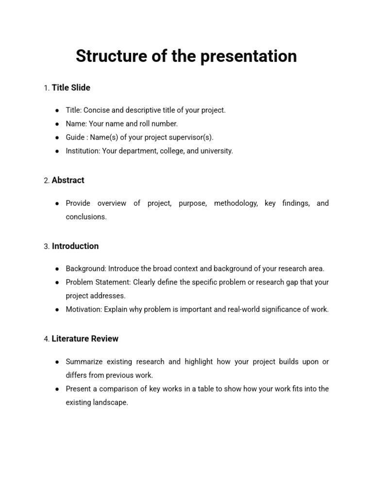 Project Presentation Structure Guide | PDF