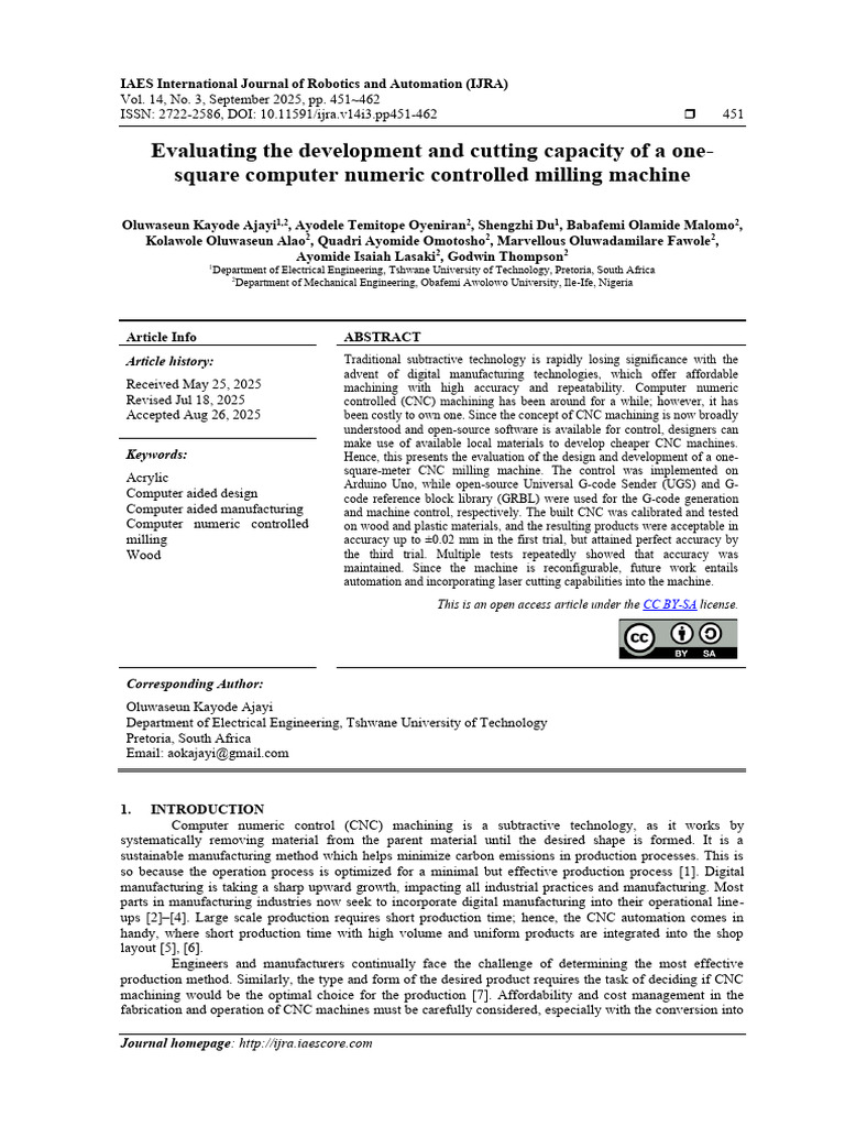 Evaluating The Development and Cutting Capacity of A One-Square ...