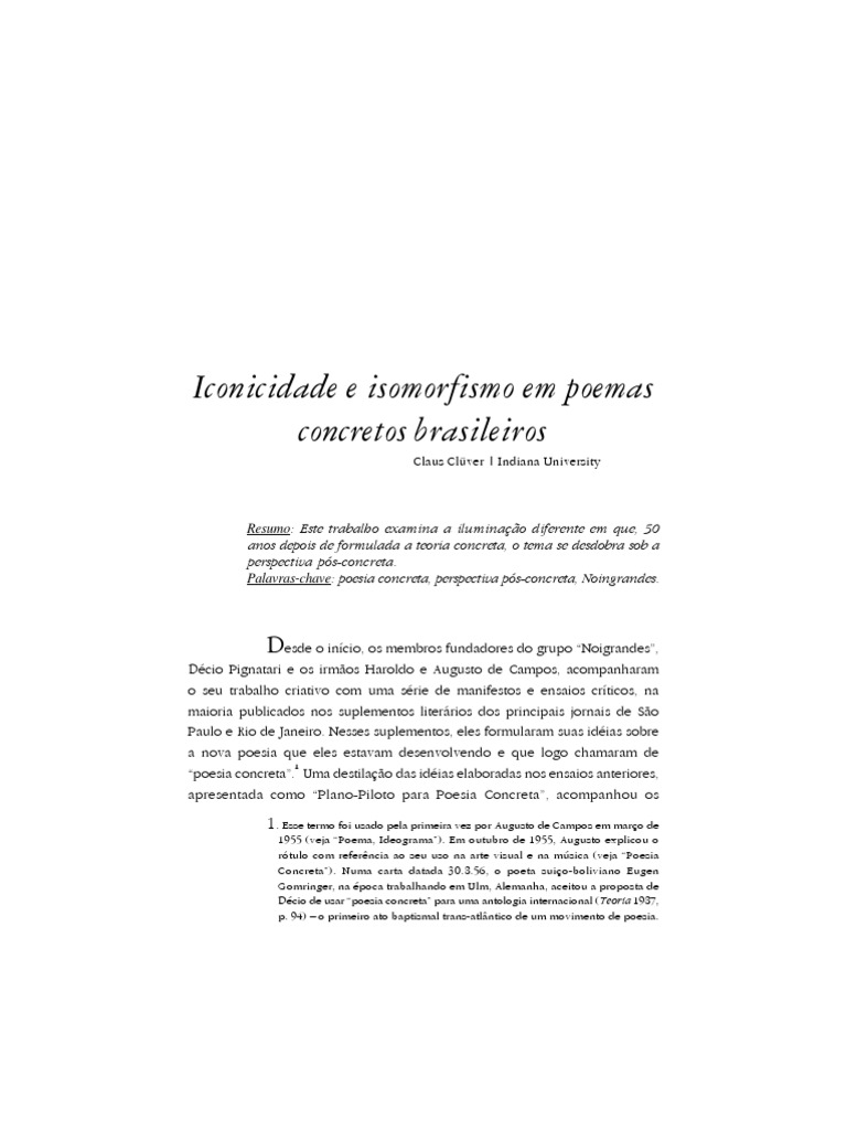 Iconicidade e Isomorfismo na Poesia Concreta | PDF | Poesia | Semiótica