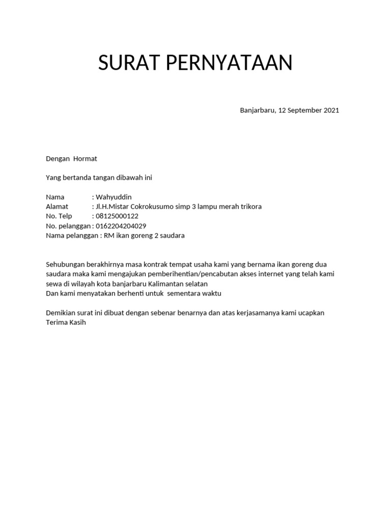 Surat Indihome | PDF