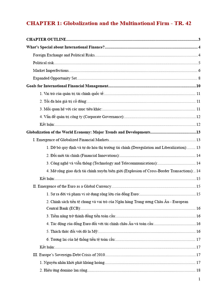 CHAPTER 1 Globalization and The Multinational Firm - TR. 42 | PDF