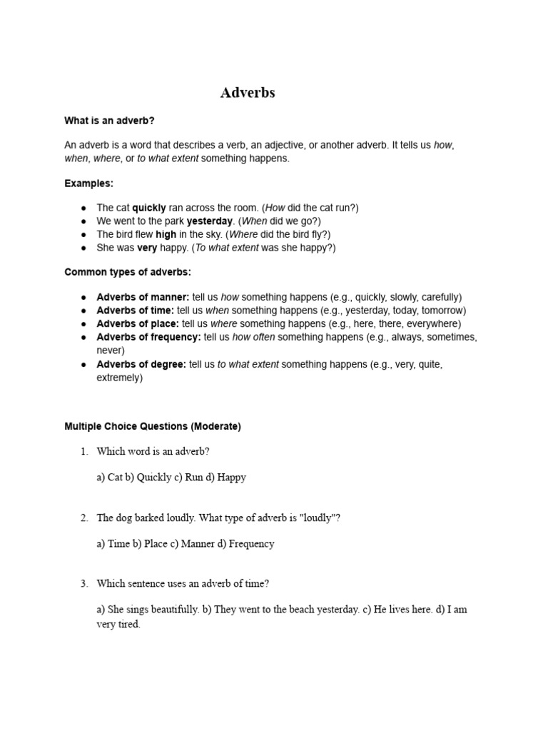Understanding Adverbs and Their Types | PDF | Adverb | Syntax