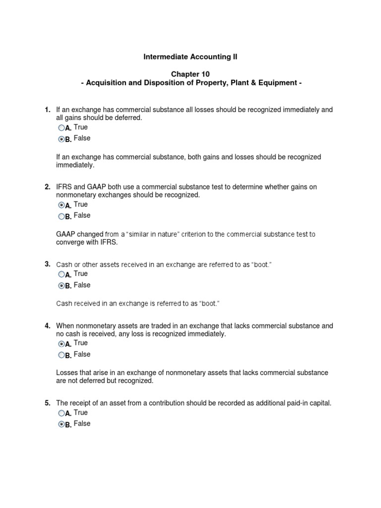 Intermediate Accounting II Chapter 10 Study Guide Book Value