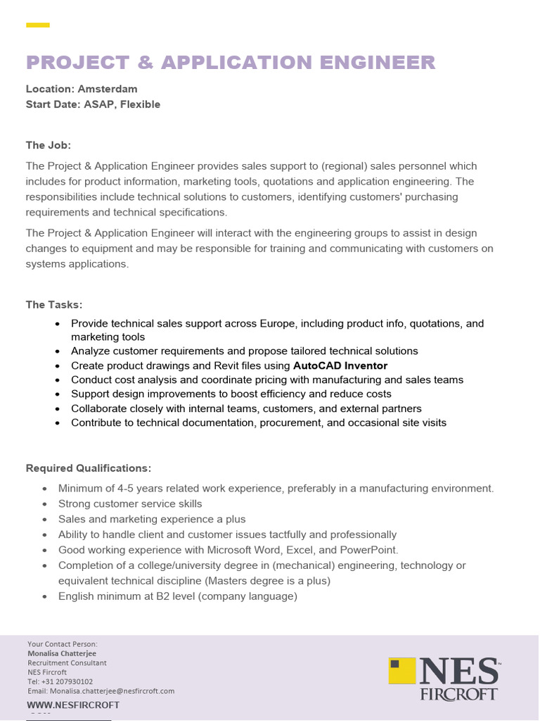 Project Application Engineer | PDF