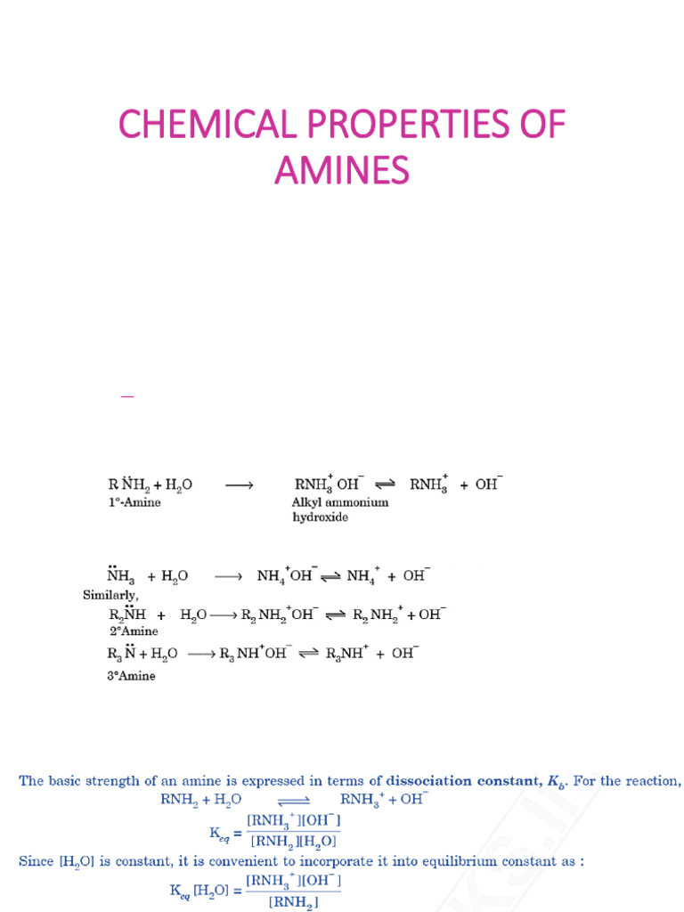 Chemical Properties of Amines | PDF | Amine | Ammonium