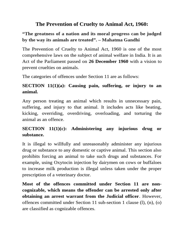 The Prevention of Cruelty To Animal Act | PDF