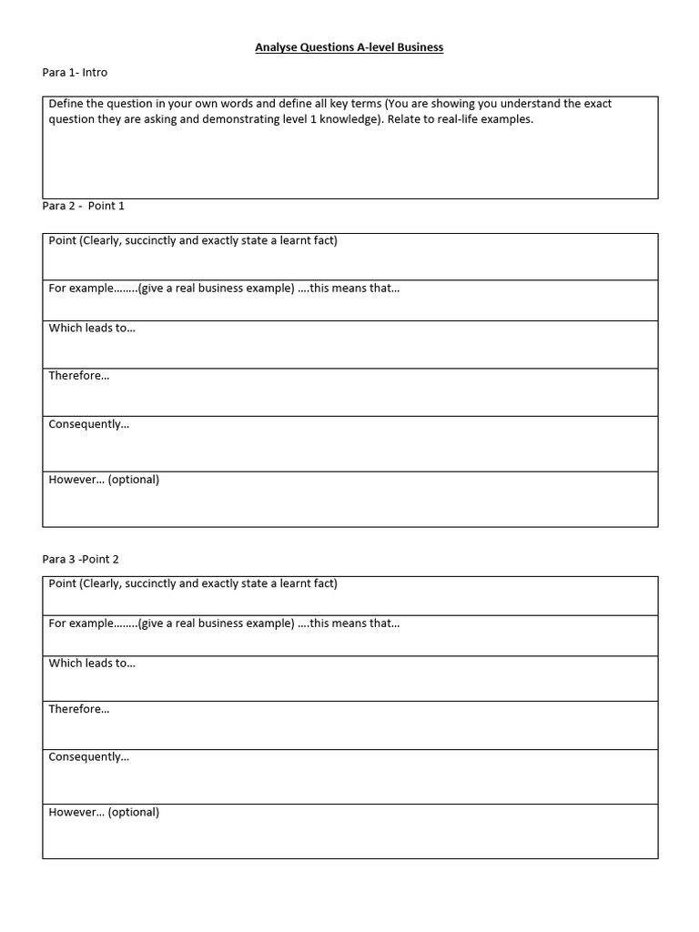 A-Level Business Question Analysis Guide | PDF