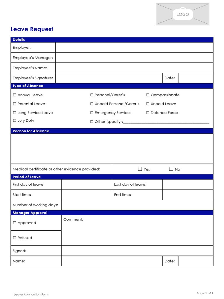 Main Leave Application Form | PDF