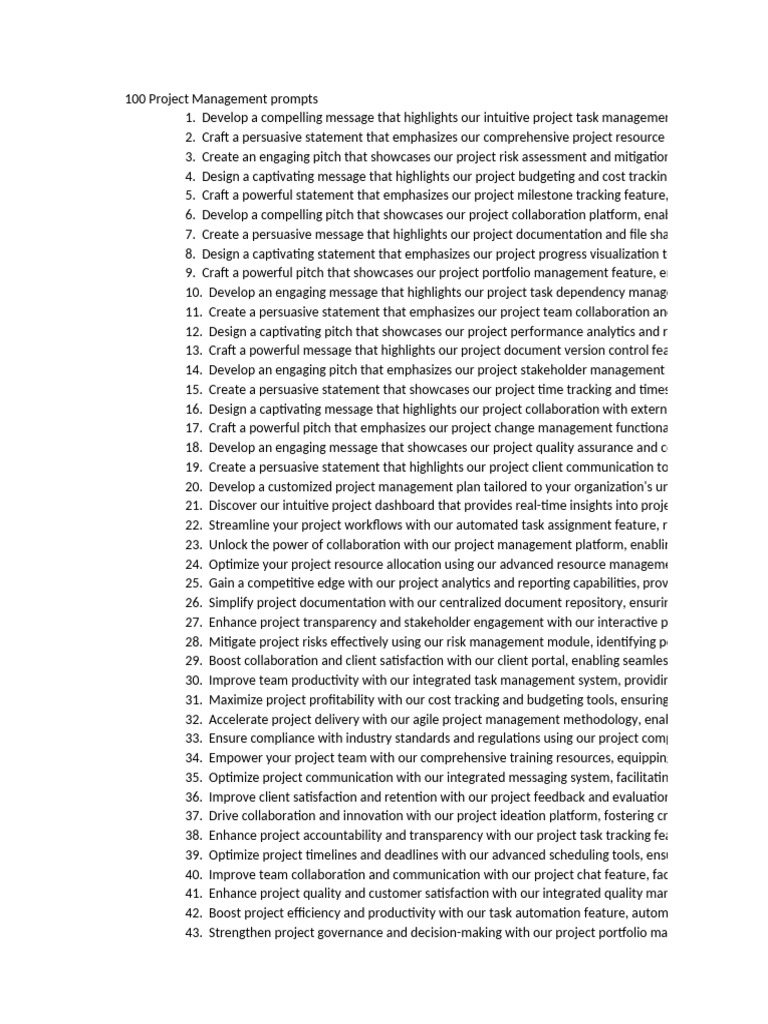 100 Project Management Prompts Guide | PDF | Project Management ...