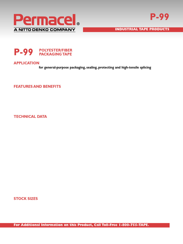 Permacel P99 Tape Specifications | PDF