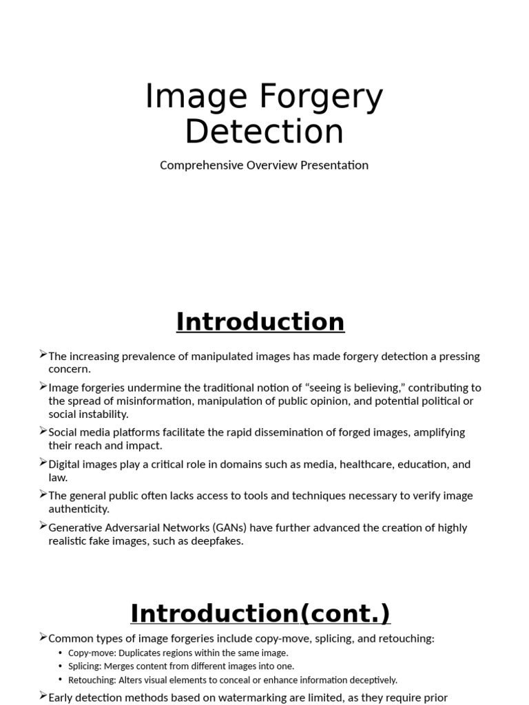 Image Forgery Detection: Comprehensive Overview Presentation | PDF ...