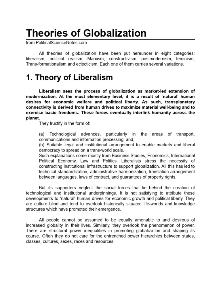 GE3 - MODULE 2-Theories of Globalization | PDF | Globalization | Power ...