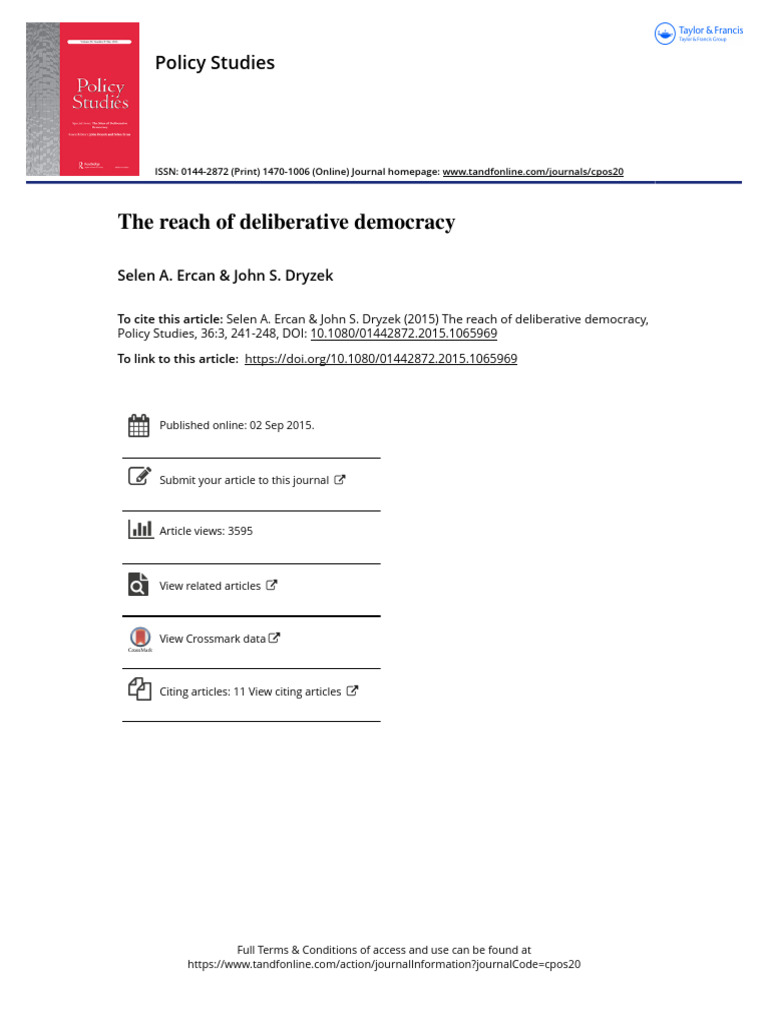 Expanding Deliberative Democracy's Reach | PDF | Deliberation ...