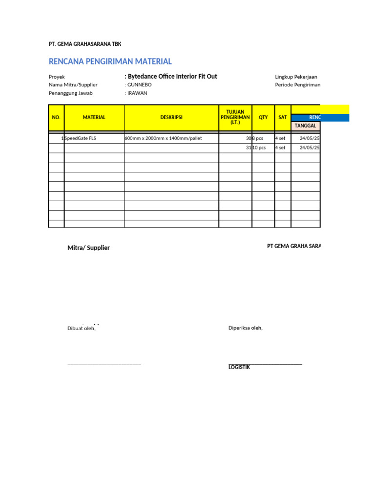 Material Delivery Plan for Bytedance Office | PDF | Logistics ...