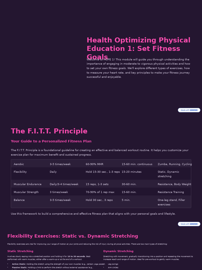 Fitness Goal Setting and Exercise Guide | PDF | Physical Fitness ...