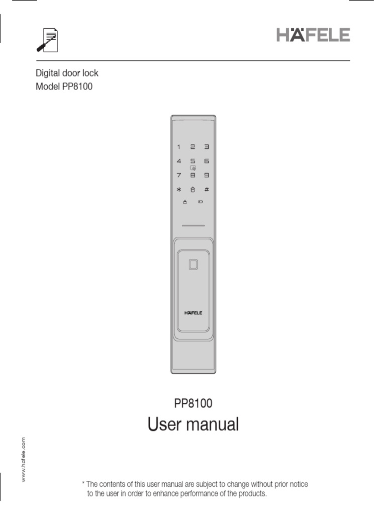 Hafele PP8100 Digital Lock Manual | PDF | Personal Identification ...