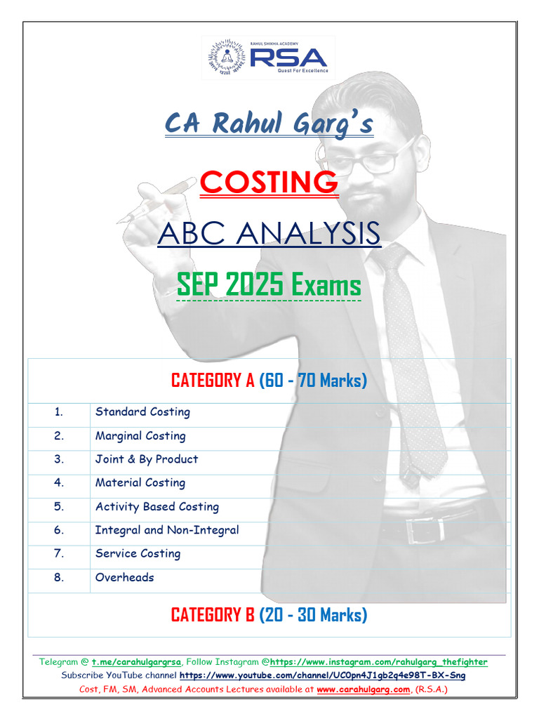CA Rahul Garg's Costing Guide for SEP 2025 | PDF