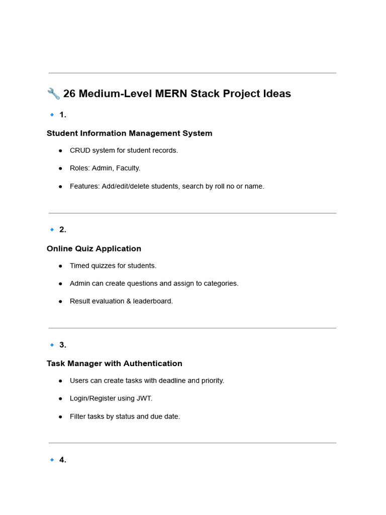 26 MERN Stack Project Ideas | PDF | Software | Computing