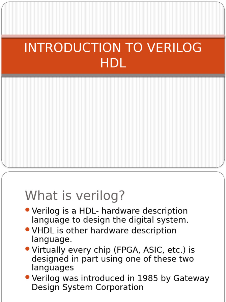 Introduction to Verilog HDL Basics | PDF | Hardware Description ...