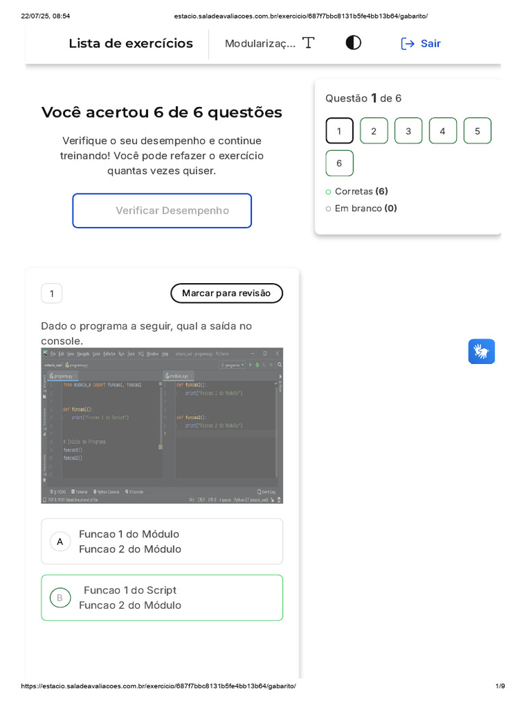 Desempenho em Exercícios de Python | PDF | Python (linguagem de ...