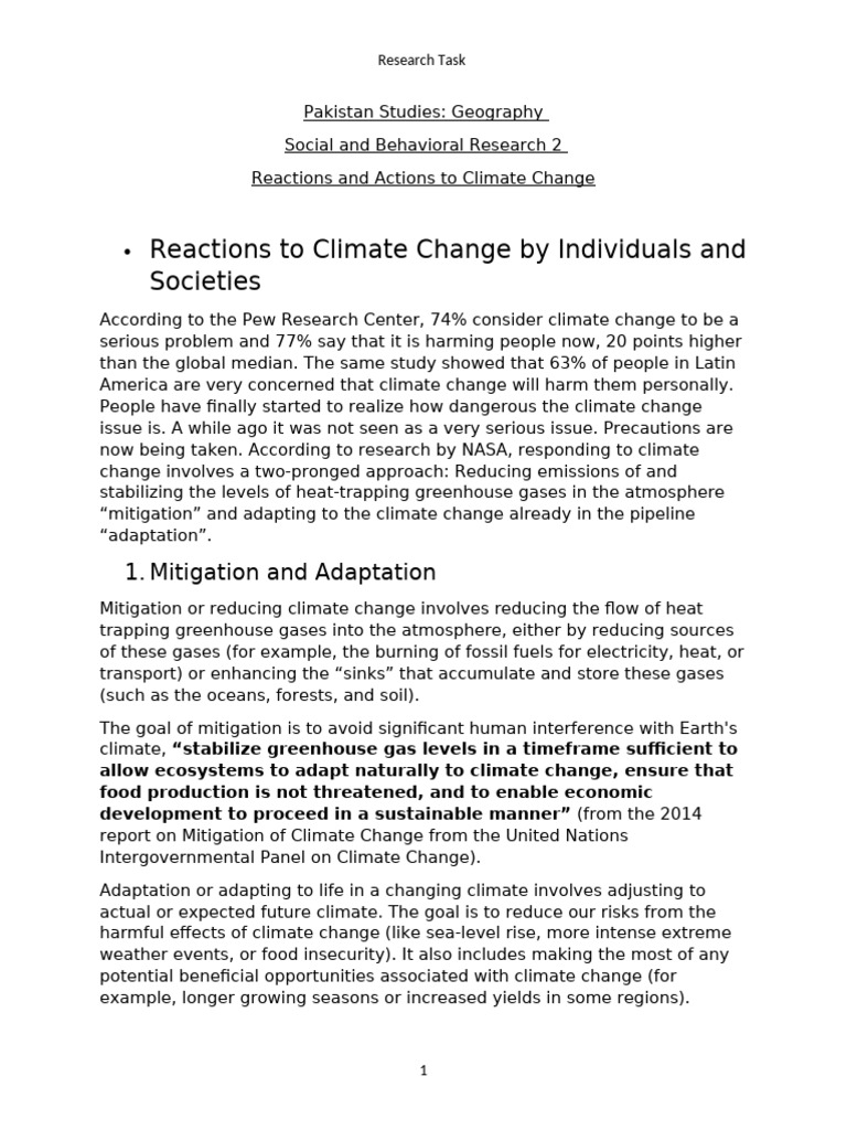 Climate Change Responses in Pakistan | PDF | Climate Change | Climate ...
