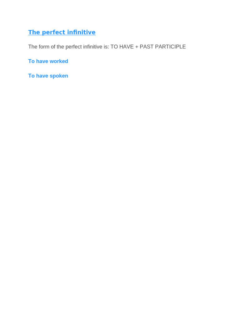 The Perfect Infinitive | PDF