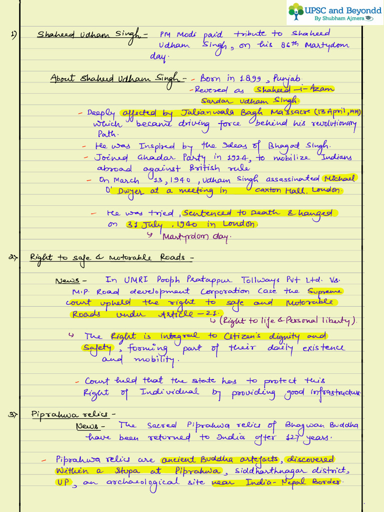 2 August Current Affairs Handwritten Notes. | PDF