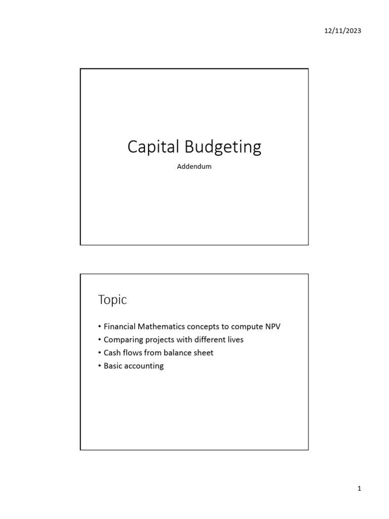 Capital Budgeting and NPV Analysis Guide | PDF | Net Present Value ...