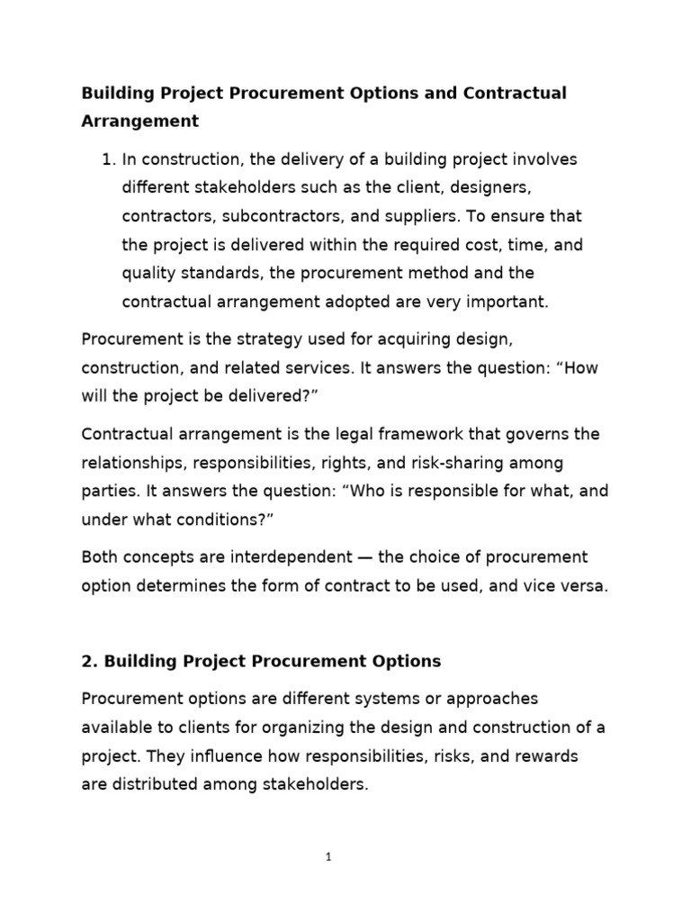 Building Project Procurement Strategies | PDF | Procurement | Public ...