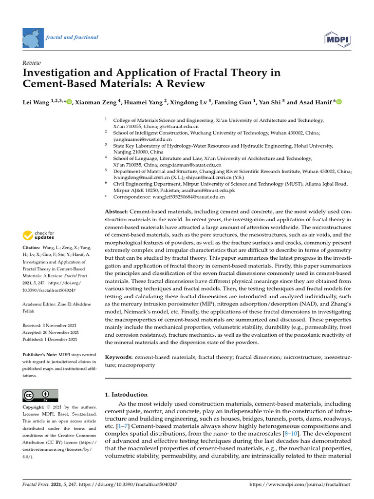 Fractal Theory in Cement-Based Materials | PDF | Porosity | Scanning ...