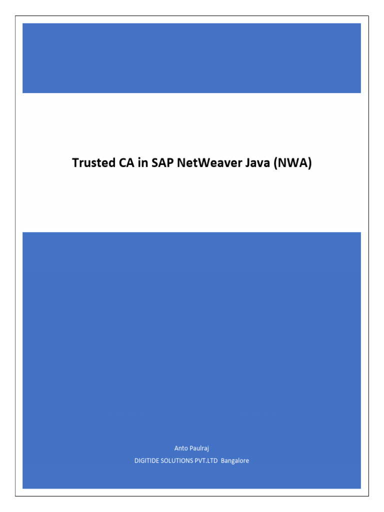 Managing Trusted CAs in SAP NWA | PDF