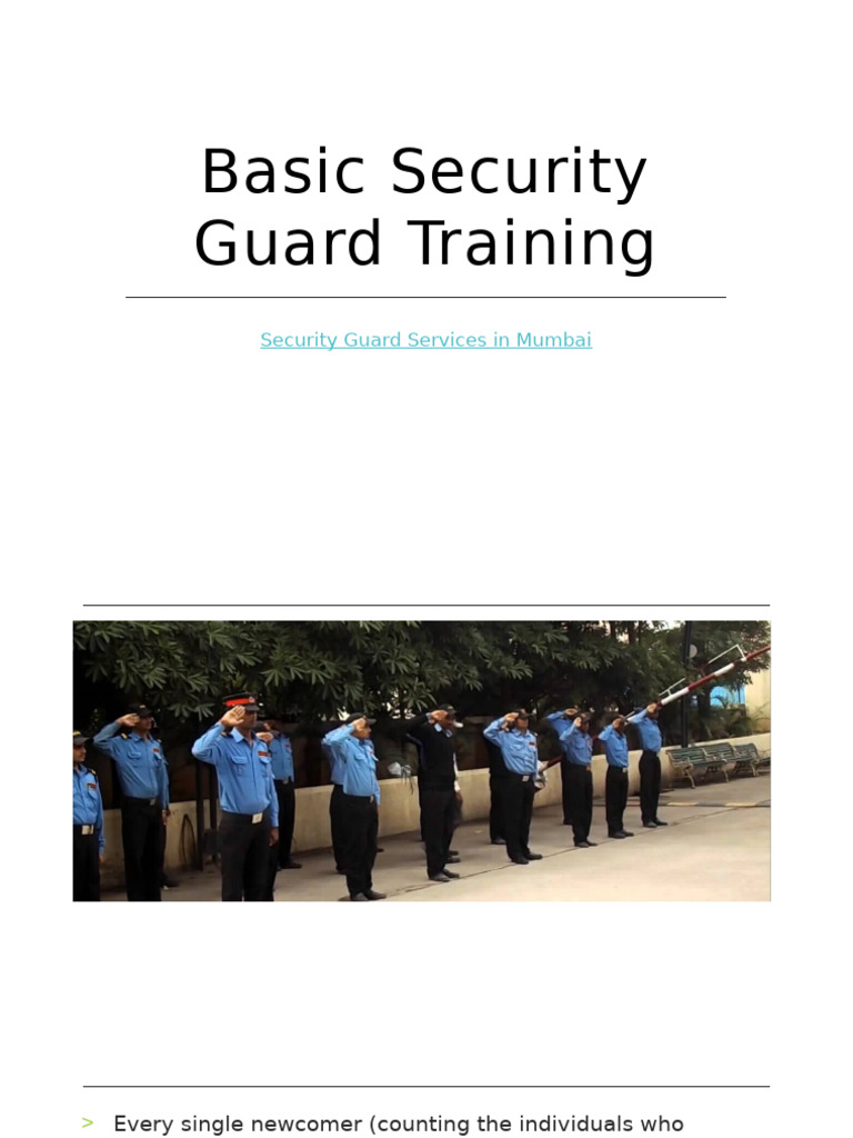 Basic Security Guard Training | PDF