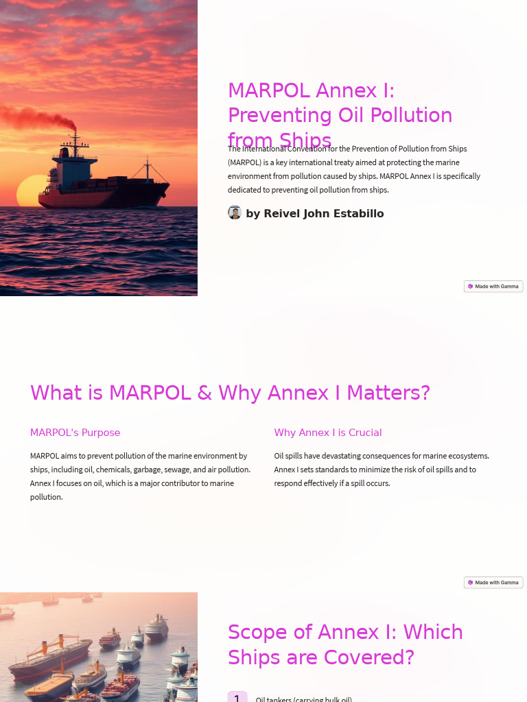 MARPOL Annex I Preventing Oil Pollution From Ships | PDF | Oil Spill ...