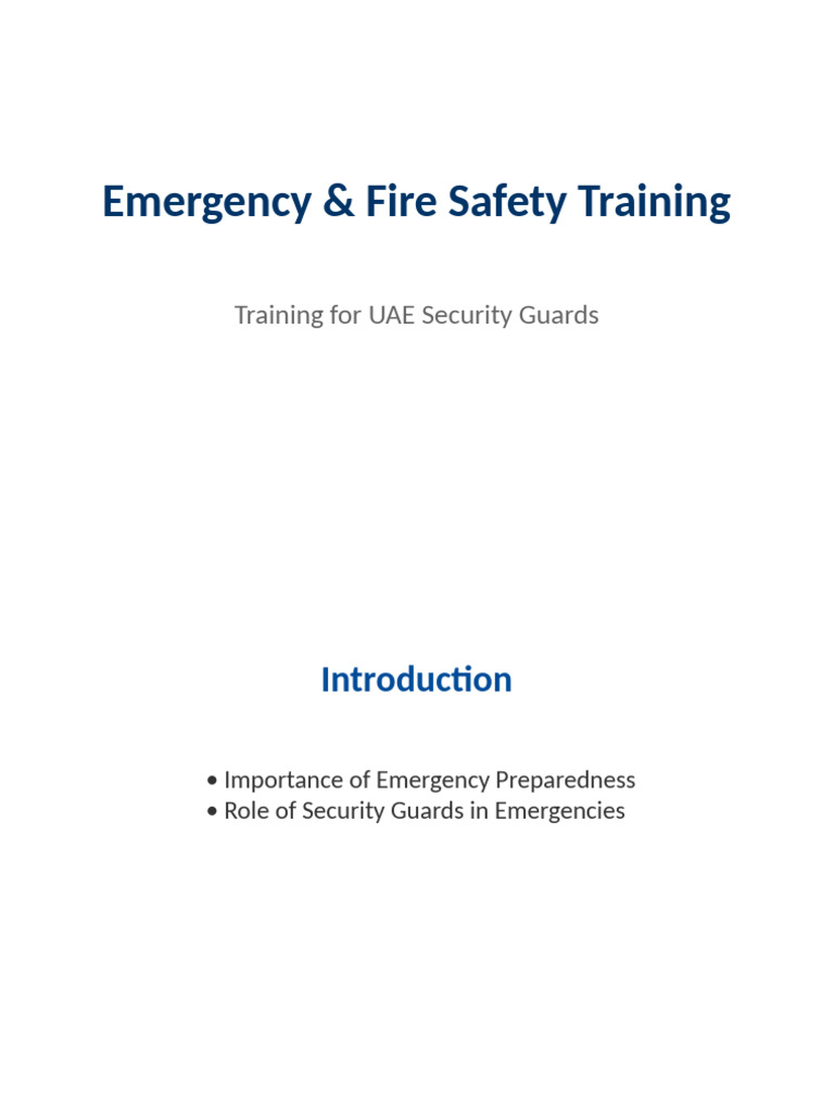 UAE Training Emergency Fire | PDF