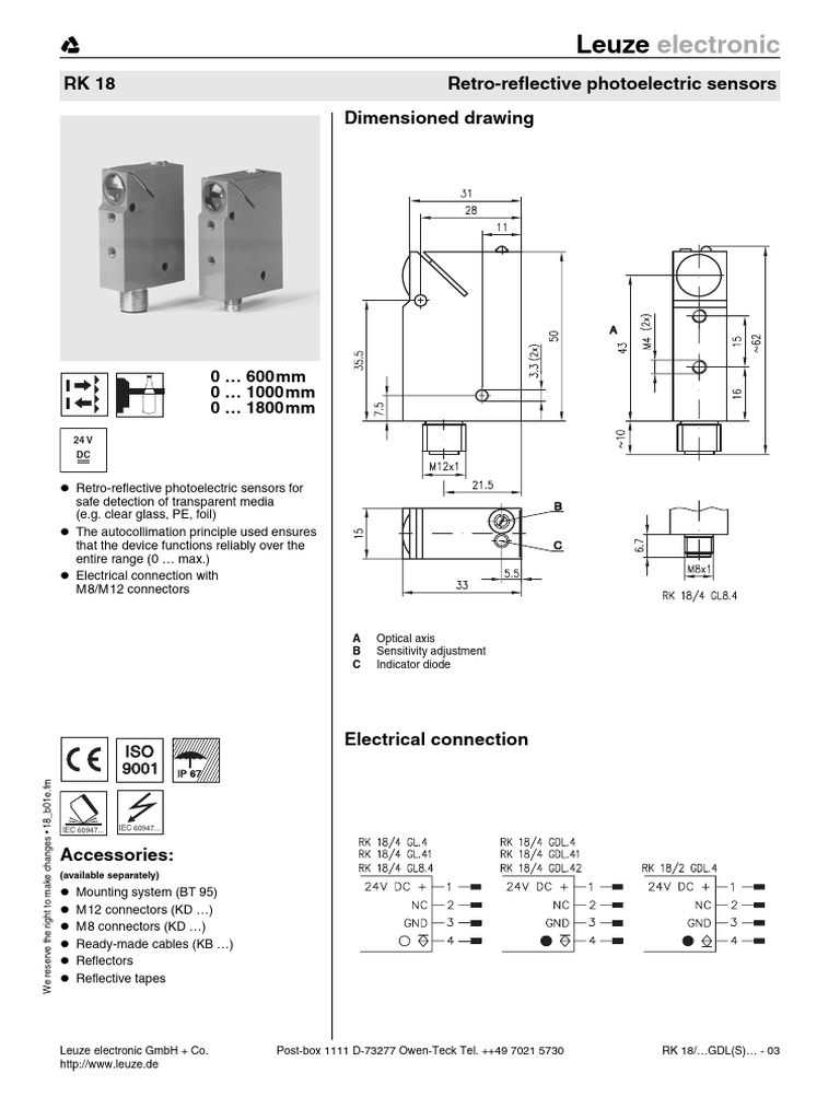 RK 18 Retro-Reflective Sensor Manual | PDF | Bipolar Junction ...