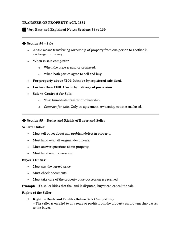 Transfer of Property Act 1882: Key Sections Explained | PDF | Mortgage ...