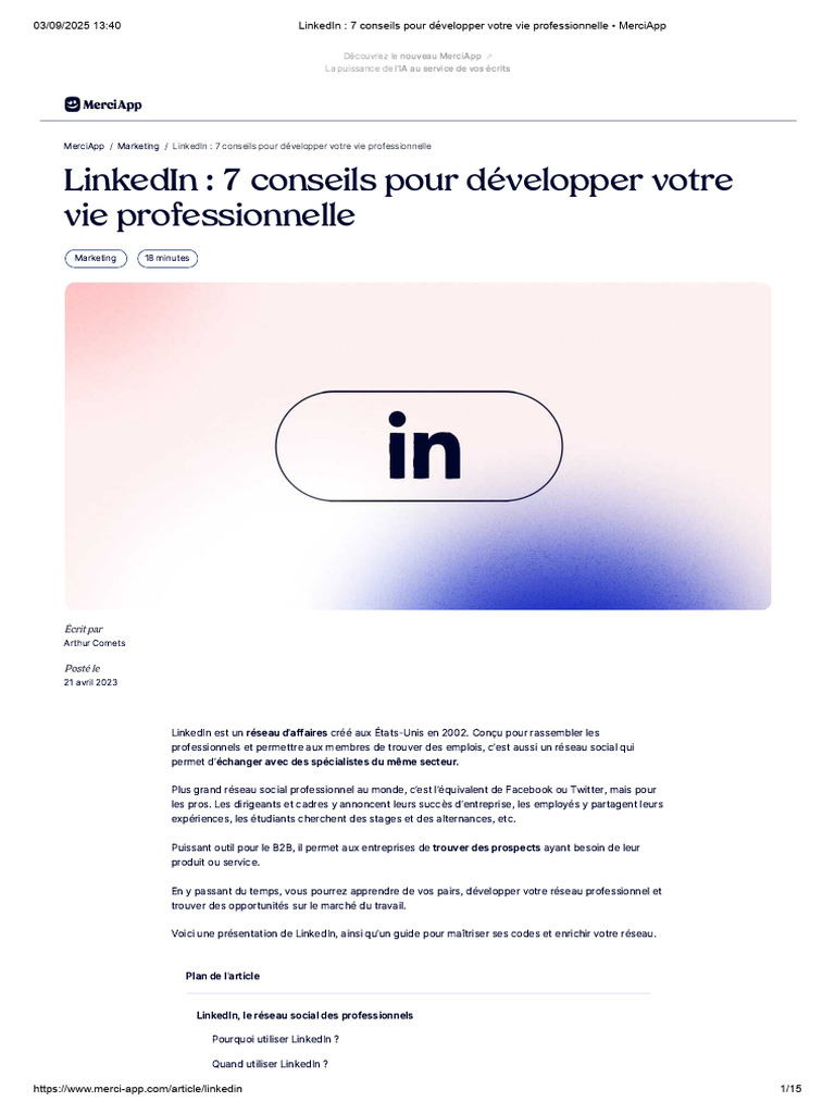 7 conseils pour optimiser LinkedIn | PDF | LinkedIn | Réseautage social