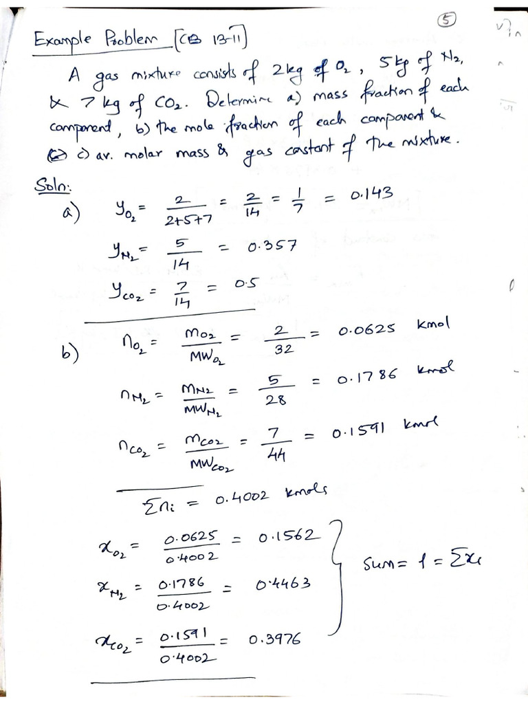 Lec 2 Problem 1 - Mole Fractions | PDF