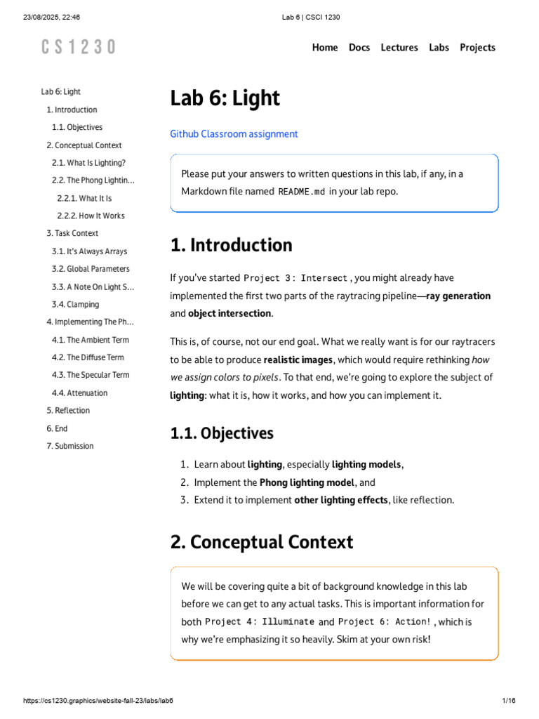 Lab 6: Lighting in CSCI 1230 | PDF | Rendering (Computer Graphics ...