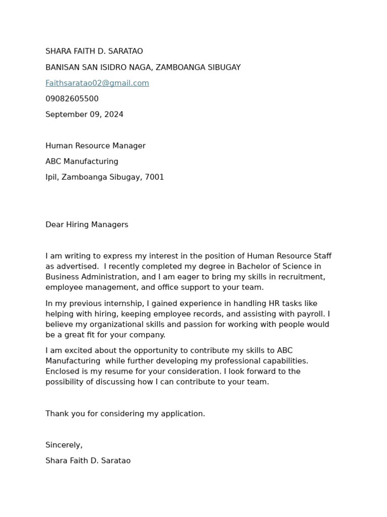 Application Letter | PDF
