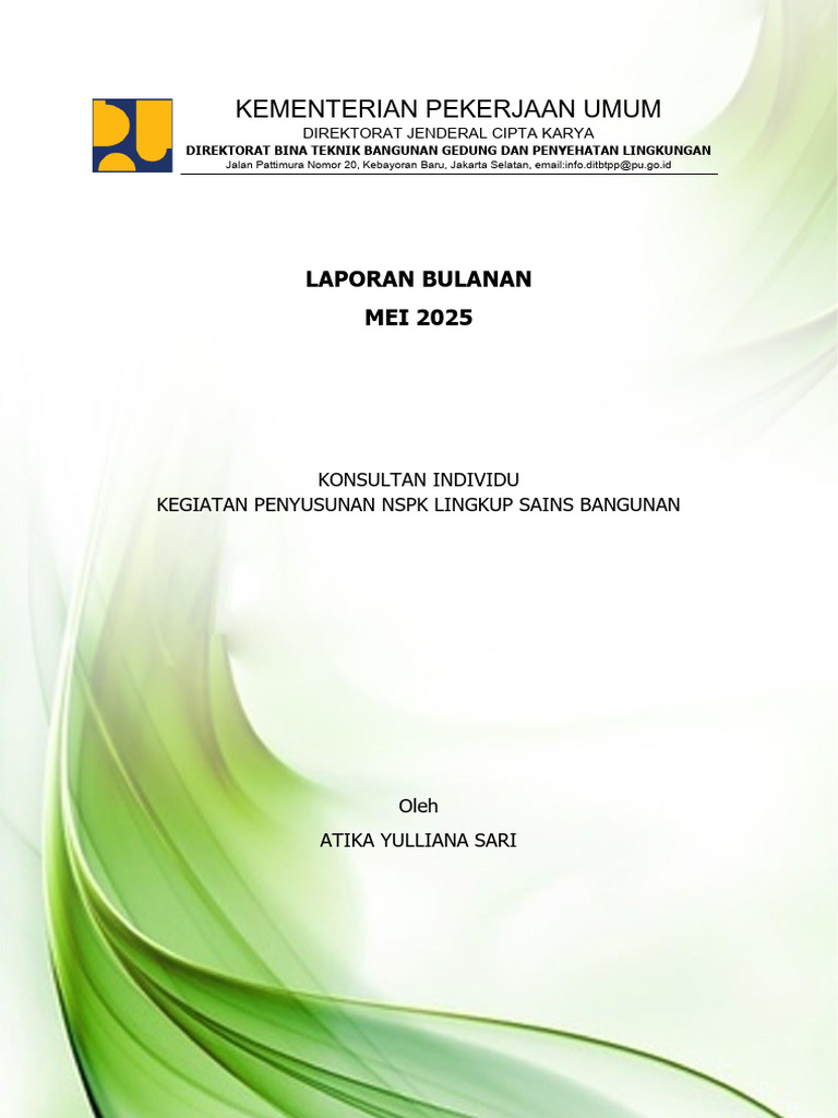 Laporan Bulanan NSPK Sains Bangunan | PDF