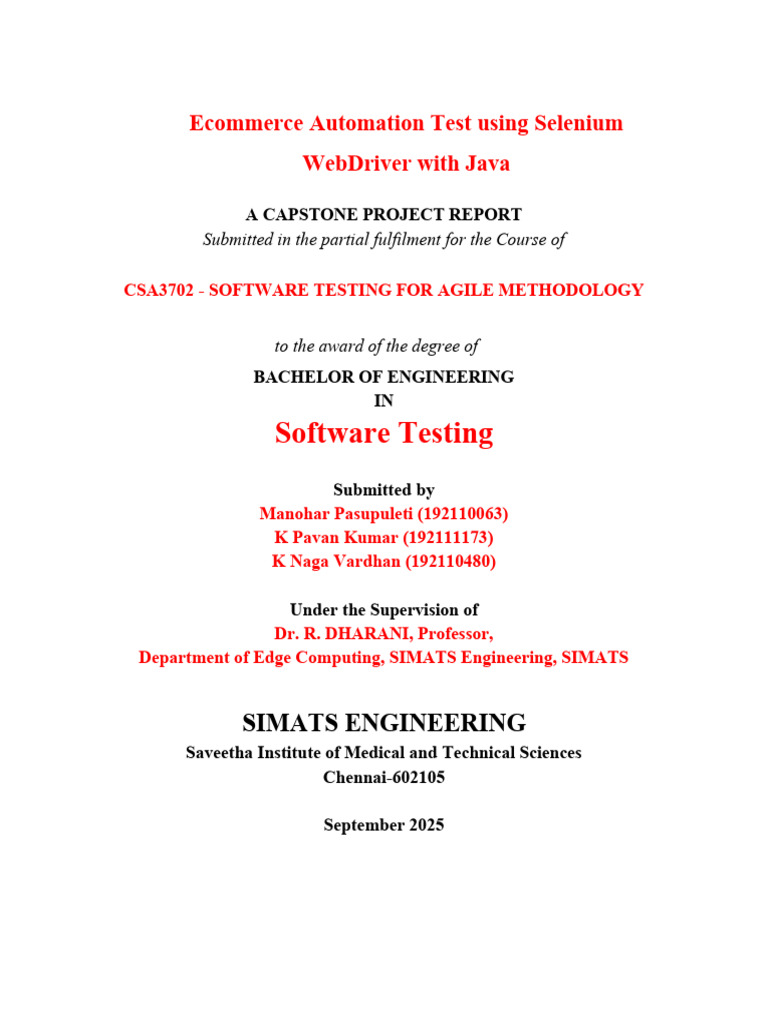 Ecommerce Automation Testing with Selenium | PDF | Selenium (Software ...