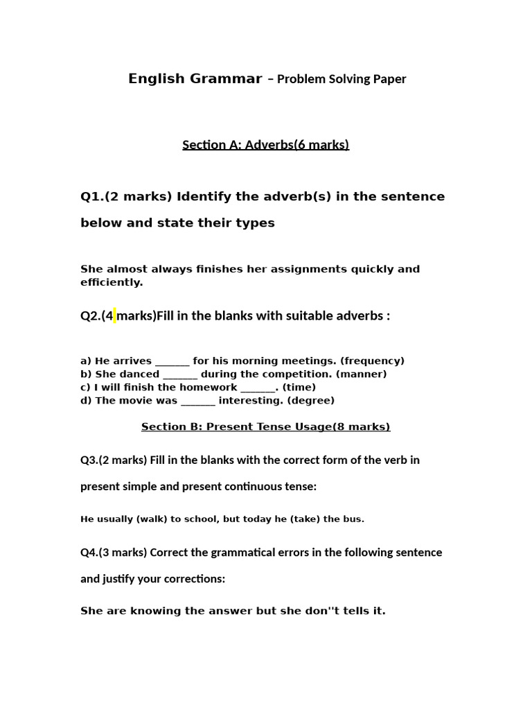 English Grammar Problem Solving Guide | PDF