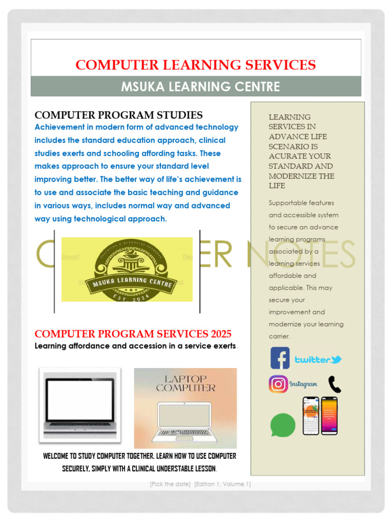 Computer Learning Services Overview | PDF | Operating System ...