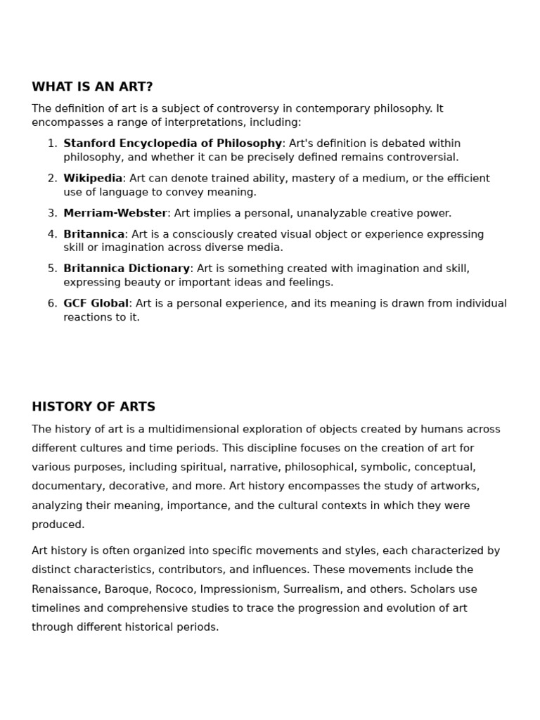 Etymology and Evolution of Art | PDF | Liberal Arts Education | The Arts