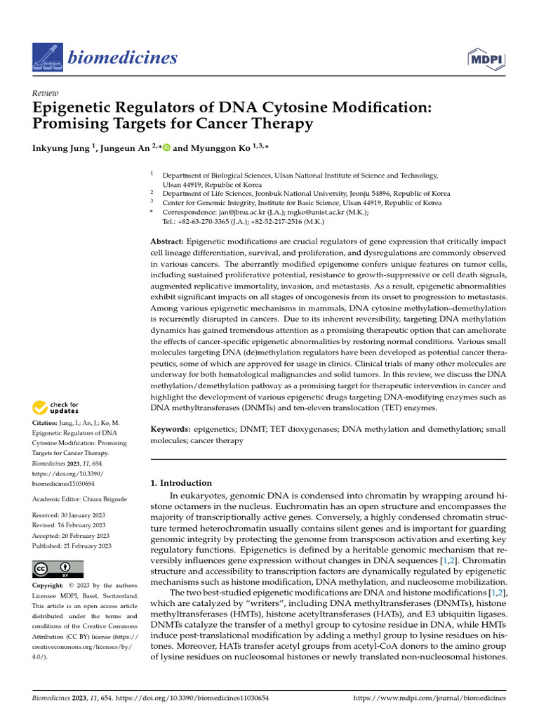 Epigenetic Targets in Cancer Therapy | PDF | Dna Methylation | Epigenetics