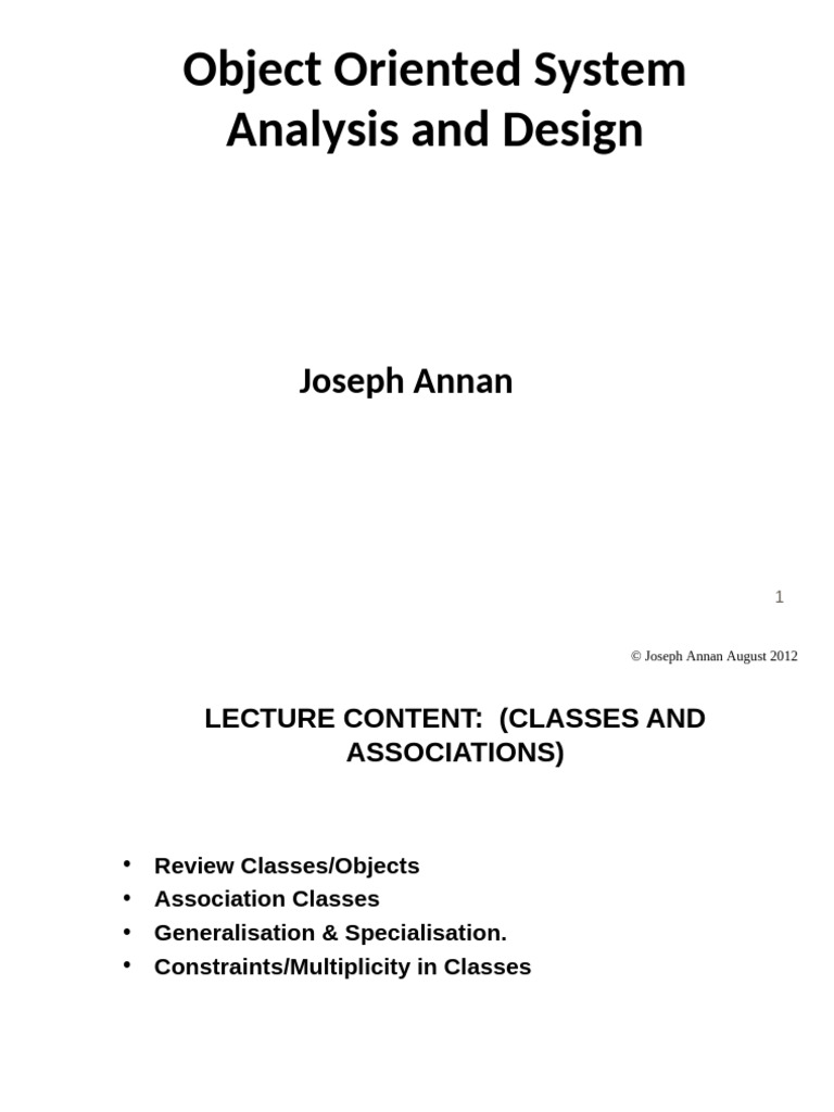 Object-Oriented Analysis & Design Basics | PDF | Class (Computer ...