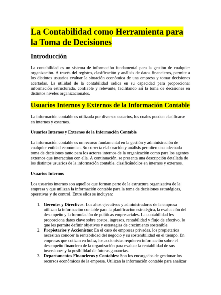 Contabilidad y Toma de Decisiones Empresariales | PDF | Contabilidad ...