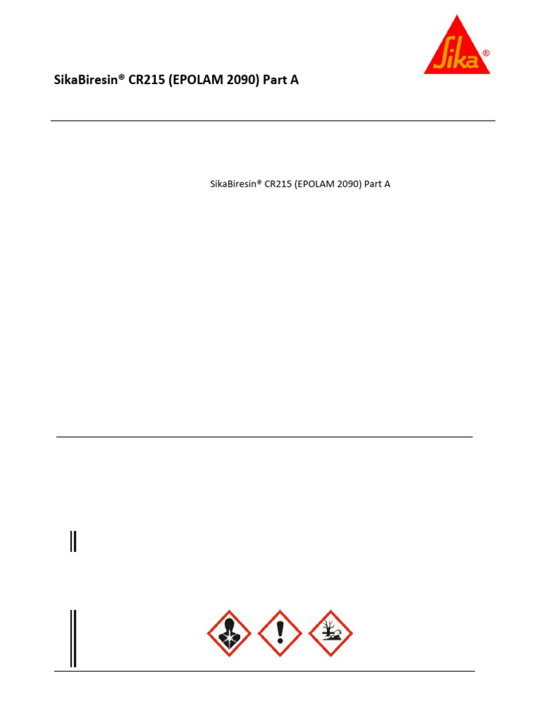SikaBiresin CR215 Safety Data Sheet | PDF | Dangerous Goods | Toxicity