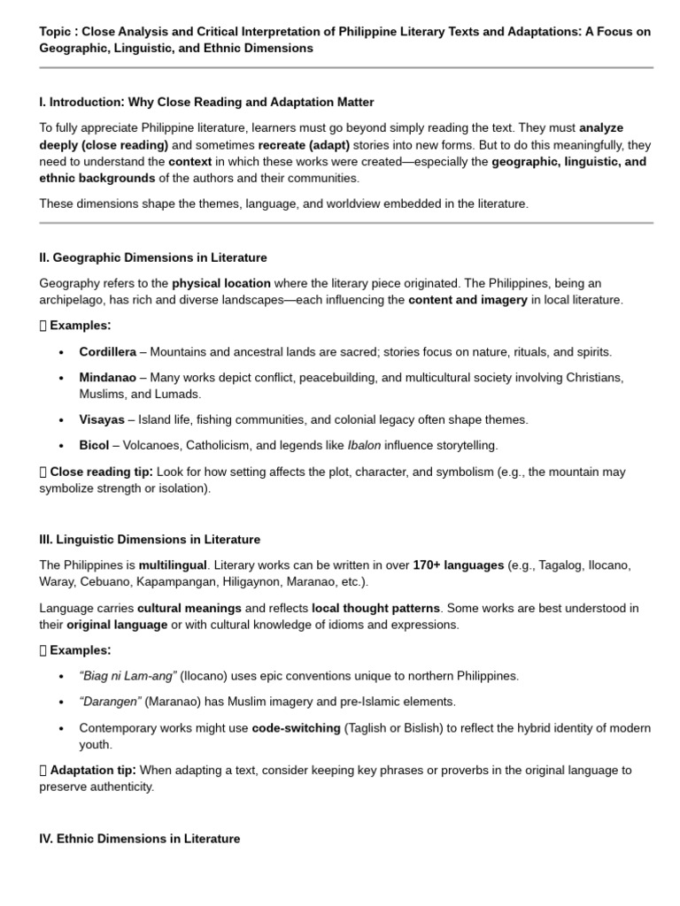 Philippine Literature: Contextual Analysis | PDF | Philippines ...